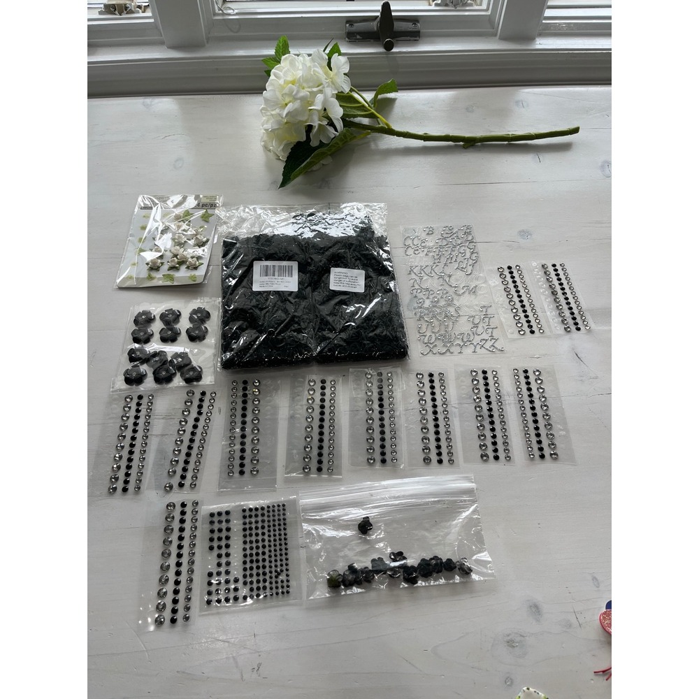 Craft Embellishment Lot‎ Flowers, Rhinestone Stickers, Letters, etc